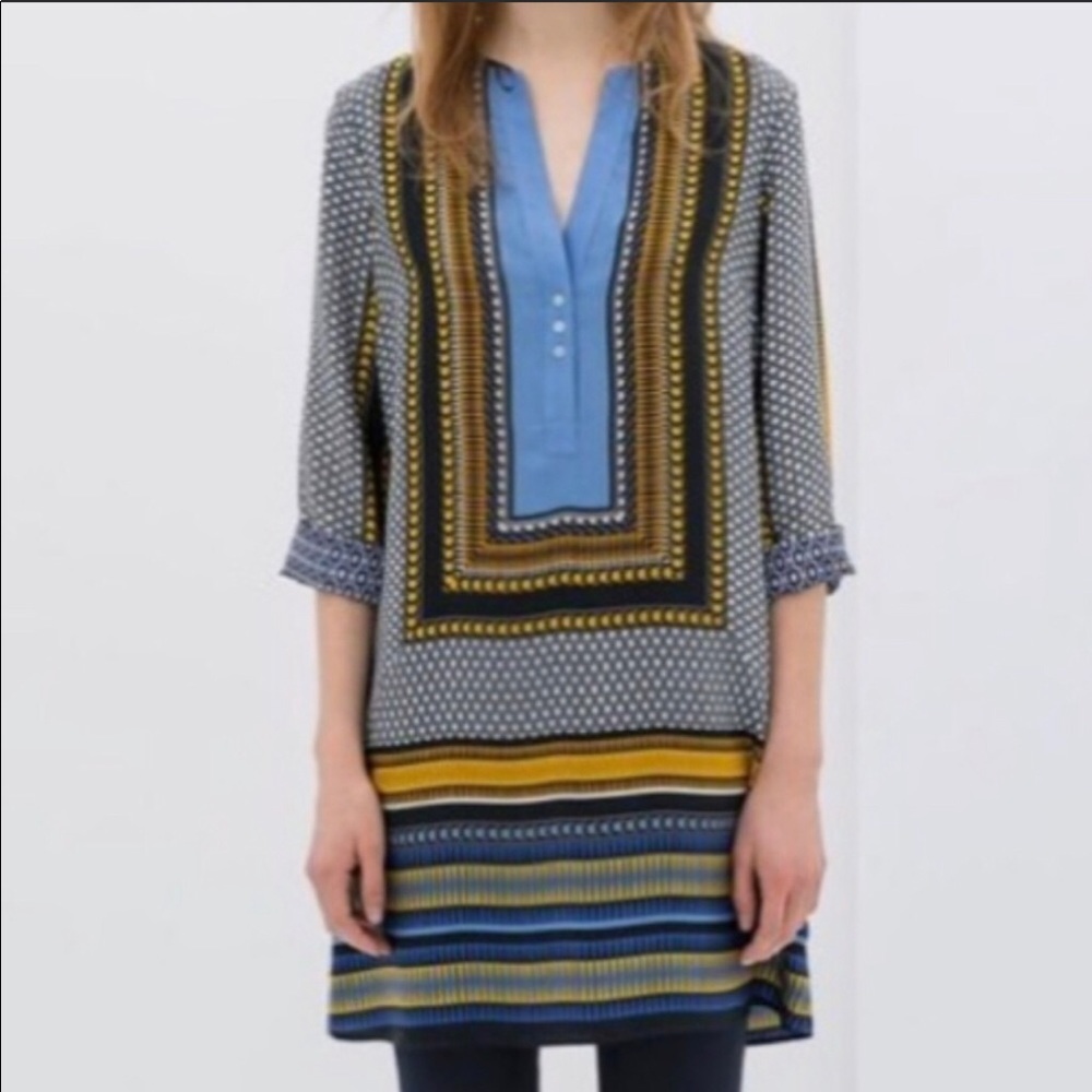 Zara Basic Printed Geometric Tunic Dress - image 1